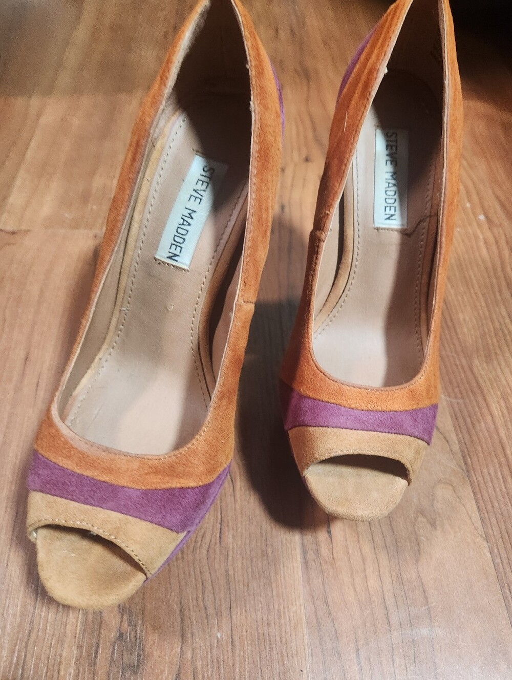 Steve Madden Women's Multicolor Suede Peep-Toe Pumps